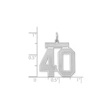 Sterling Silver Charm Pendant, Polished Matte 40th Birthday Number Design for Men and Women
