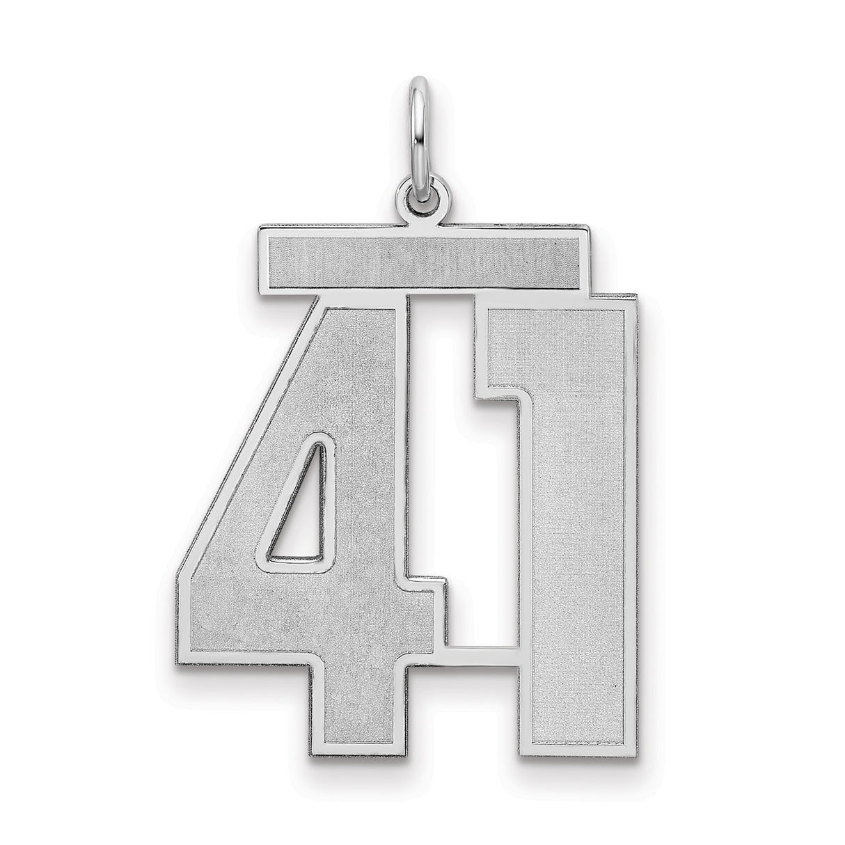 Large Satin Number 41 Charm Pendant in Real 925 Sterling Silver