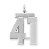 Large Satin Number 41 Charm Pendant in Real 925 Sterling Silver