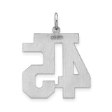 Large Satin Number 45 Charm Pendant in Real 925 Sterling Silver