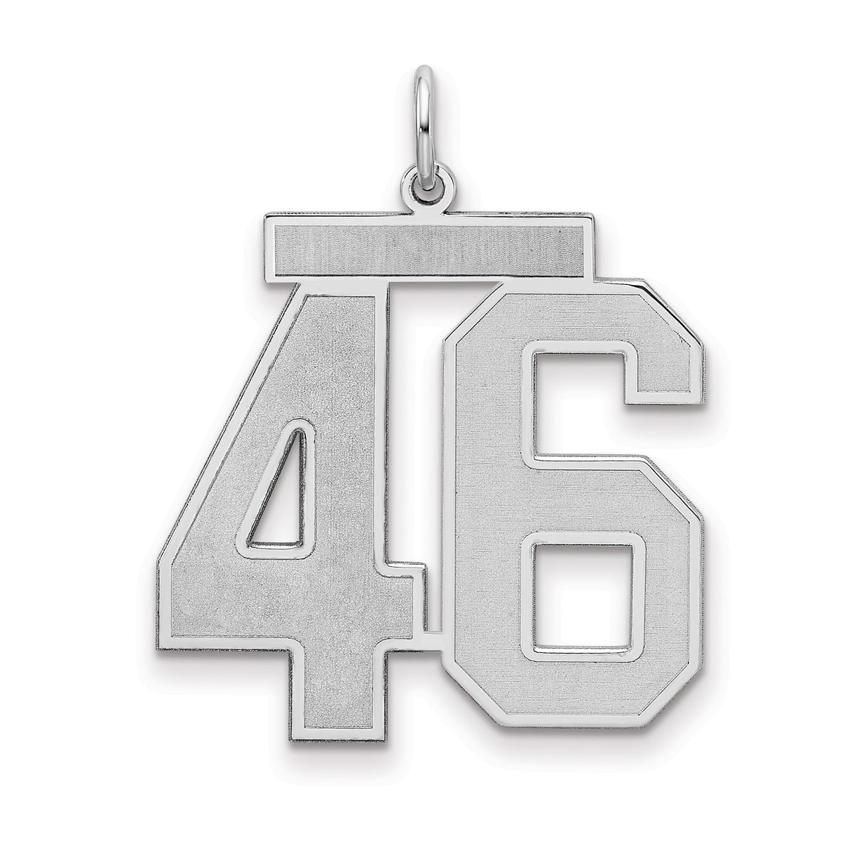 Large Satin Number 46 Charm Pendant in Real 925 Sterling Silver