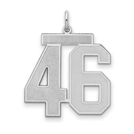 Large Satin Number 46 Charm Pendant in Real 925 Sterling Silver