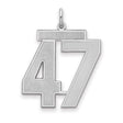 Large Satin Number 47 Charm Pendant in Real 925 Sterling Silver