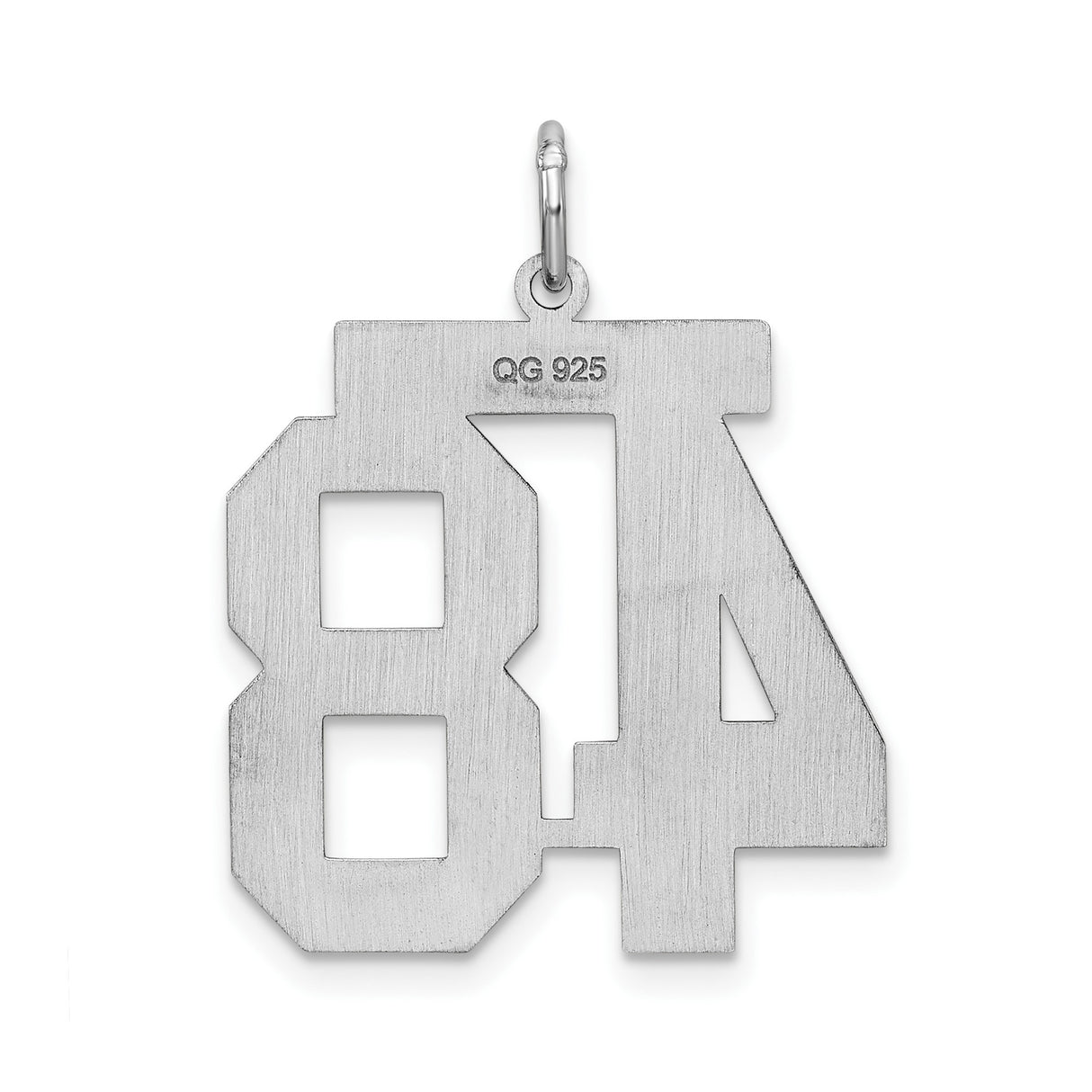 Large Satin Number 48 Charm Pendant in Real 925 Sterling Silver