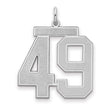 Large Satin Number 49 Charm Pendant in Real 925 Sterling Silver