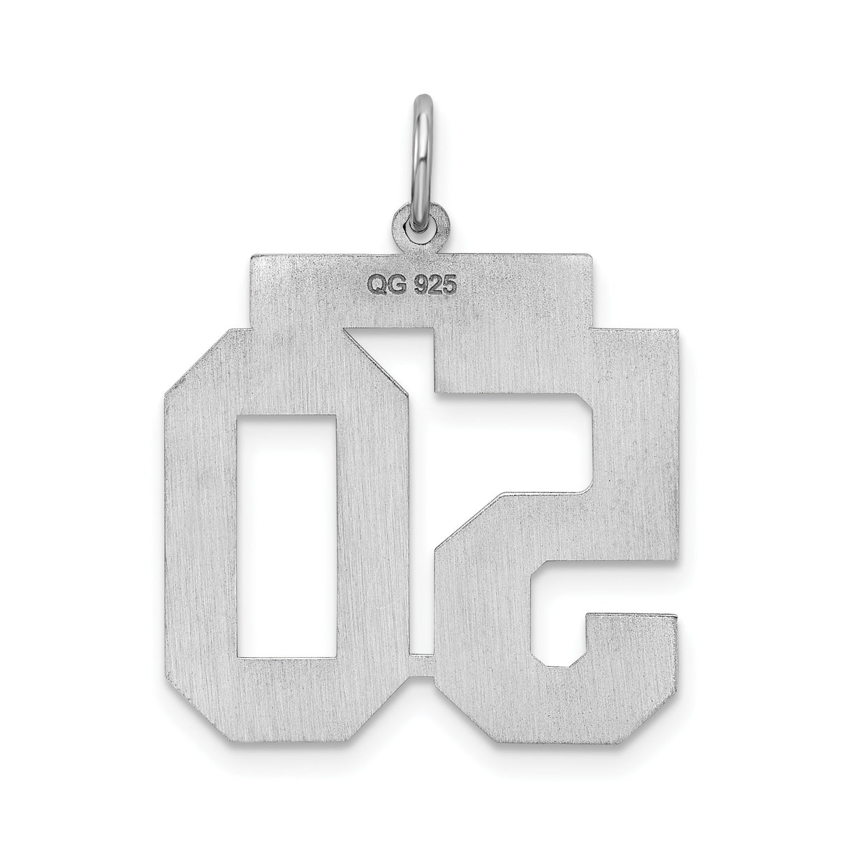 Large Satin Number 50 Charm Pendant in Real 925 Sterling Silver