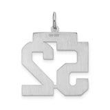 Large Satin Number 52 Charm Pendant in Real 925 Sterling Silver