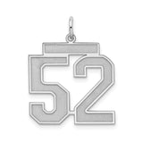 Large Satin Number 52 Charm Pendant in Real 925 Sterling Silver