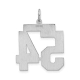 Large Satin Number 54 Charm Pendant in Real 925 Sterling Silver