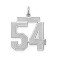 Large Satin Number 54 Charm Pendant in Real 925 Sterling Silver