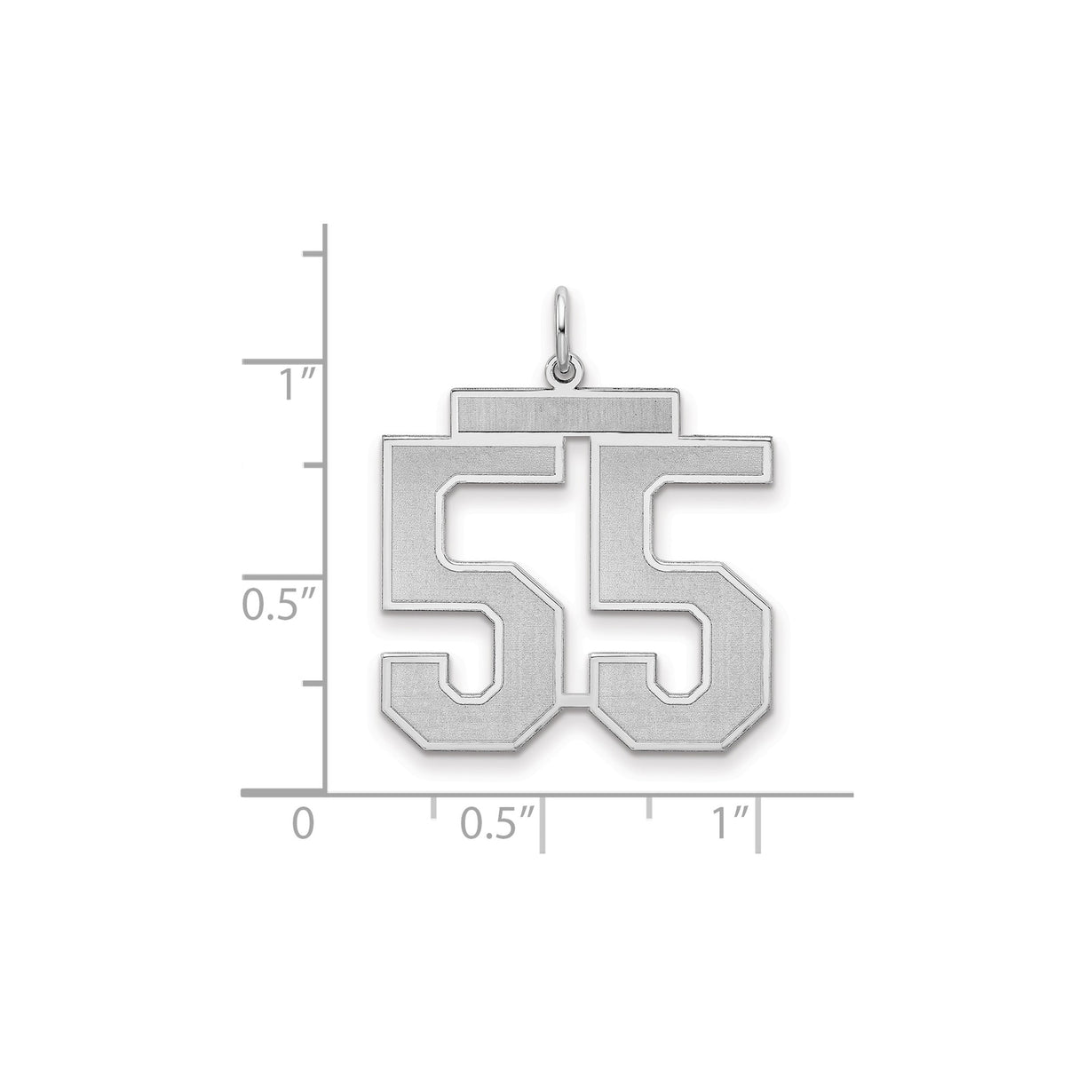 Large Satin Number 55 Charm Pendant in Real 925 Sterling Silver