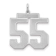 Large Satin Number 55 Charm Pendant in Real 925 Sterling Silver