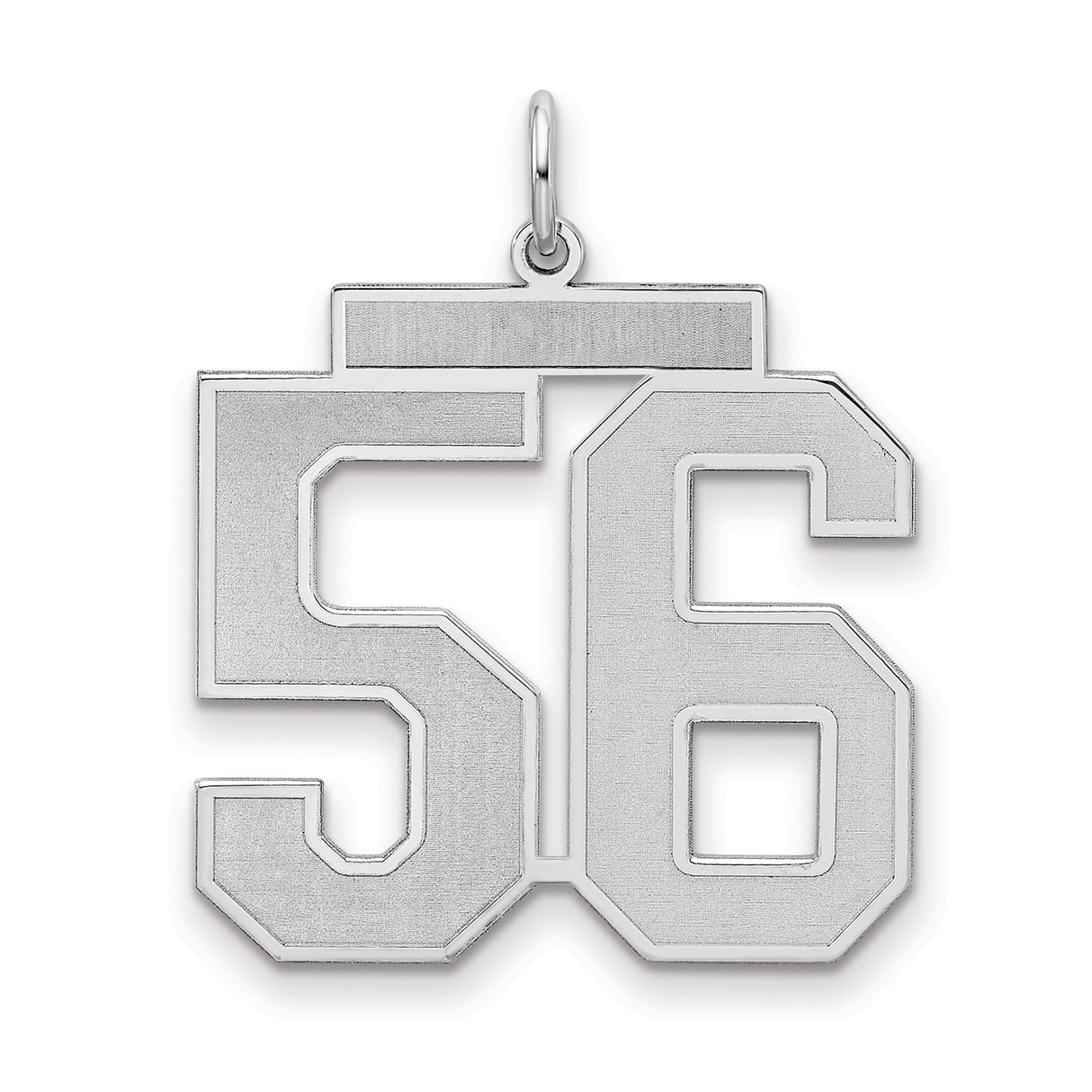 Large Satin Number 56 Charm Pendant in Real 925 Sterling Silver