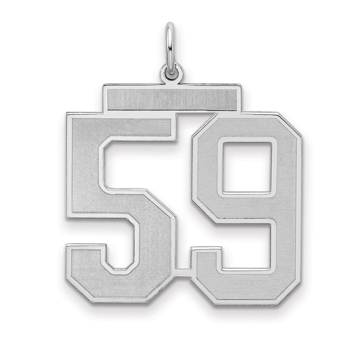 Large Satin Number 59 Charm Pendant in Real 925 Sterling Silver