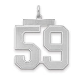 Large Satin Number 59 Charm Pendant in Real 925 Sterling Silver