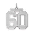 Large Satin Number 60 Charm Pendant in Real 925 Sterling Silver
