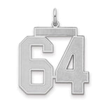 Sterling Silver Number 64 Pendant Charm, Varsity Style Sports Design