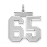 Large Satin Number 65 Charm Pendant in Real 925 Sterling Silver