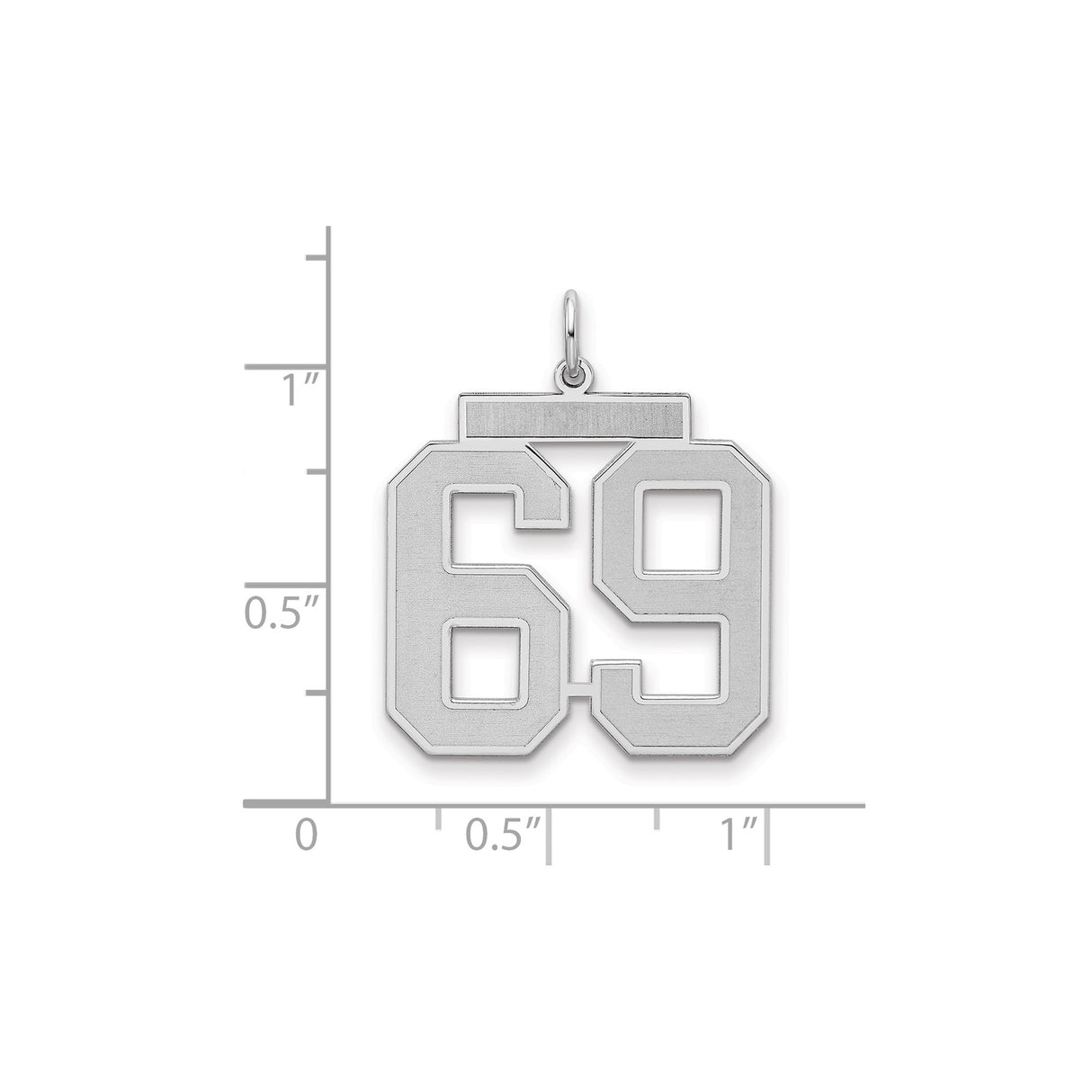 Sterling Silver Number 69 Pendant with Brushed and Polished Finish, Modern Sporty Design