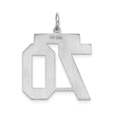Sterling Silver Number 70 Pendant, Bold Polished Milestone Charm for Birthday or Anniversary
