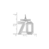 Sterling Silver Number 70 Pendant, Bold Polished Milestone Charm for Birthday or Anniversary