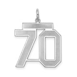Sterling Silver Number 70 Pendant, Bold Polished Milestone Charm for Birthday or Anniversary