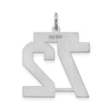 Sterling Silver Number 72 Pendant Charm, Bold Athletic Style, Sports Jersey Theme