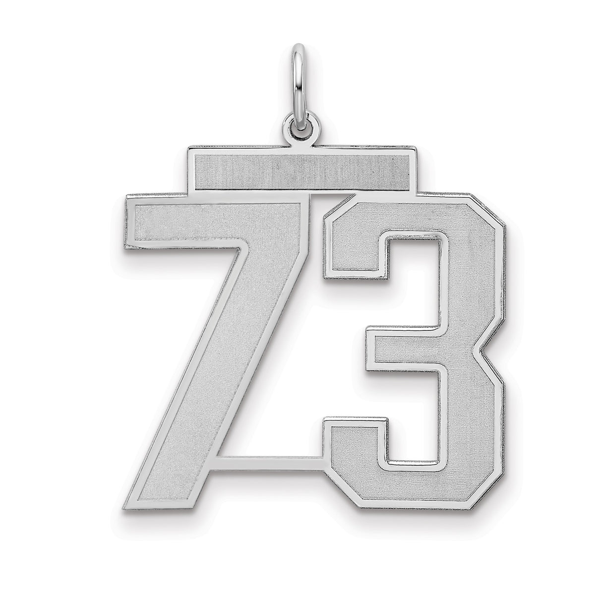 Large Satin Number 73 Charm Pendant in Real 925 Sterling Silver