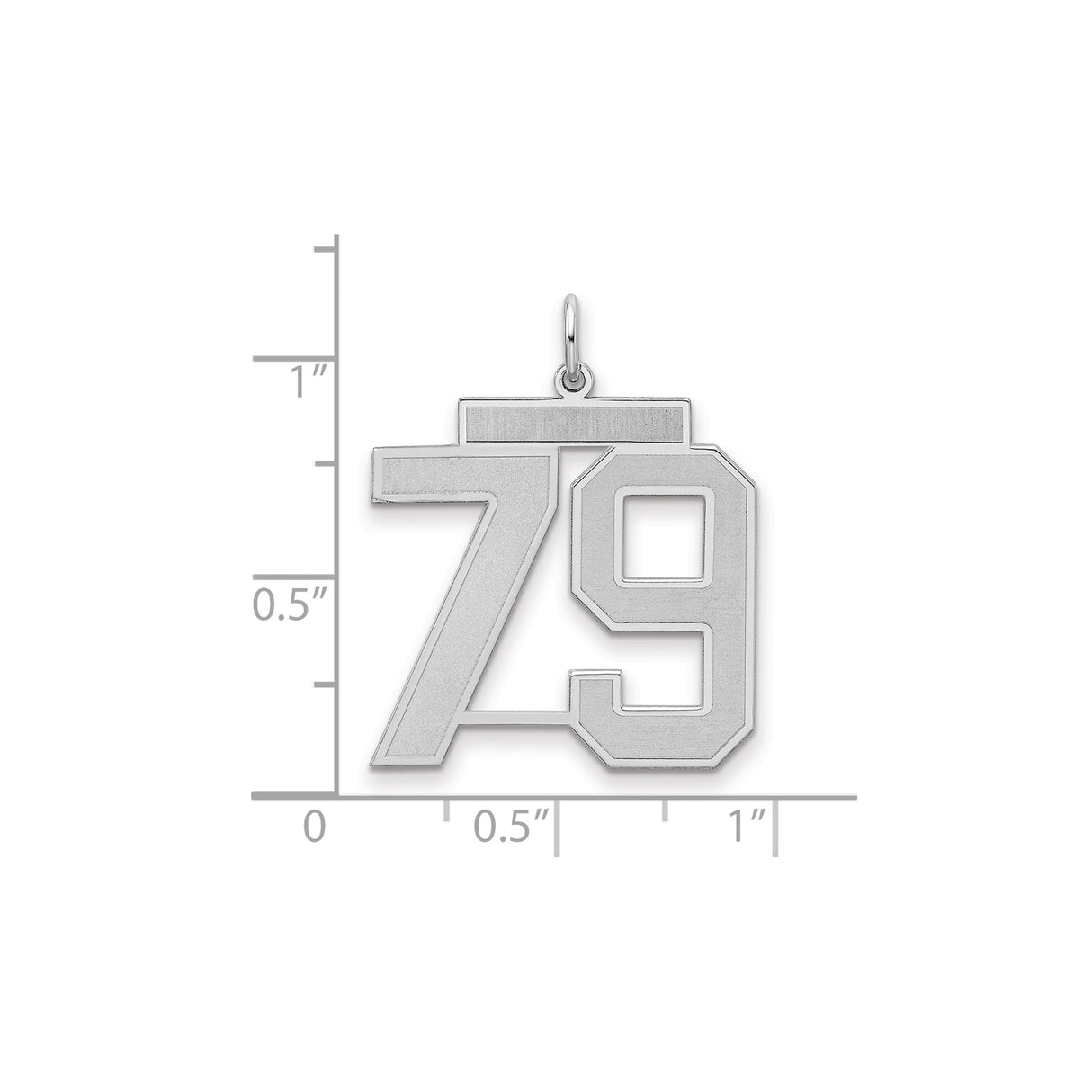 Large Satin Number 79 Charm Pendant in Real 925 Sterling Silver