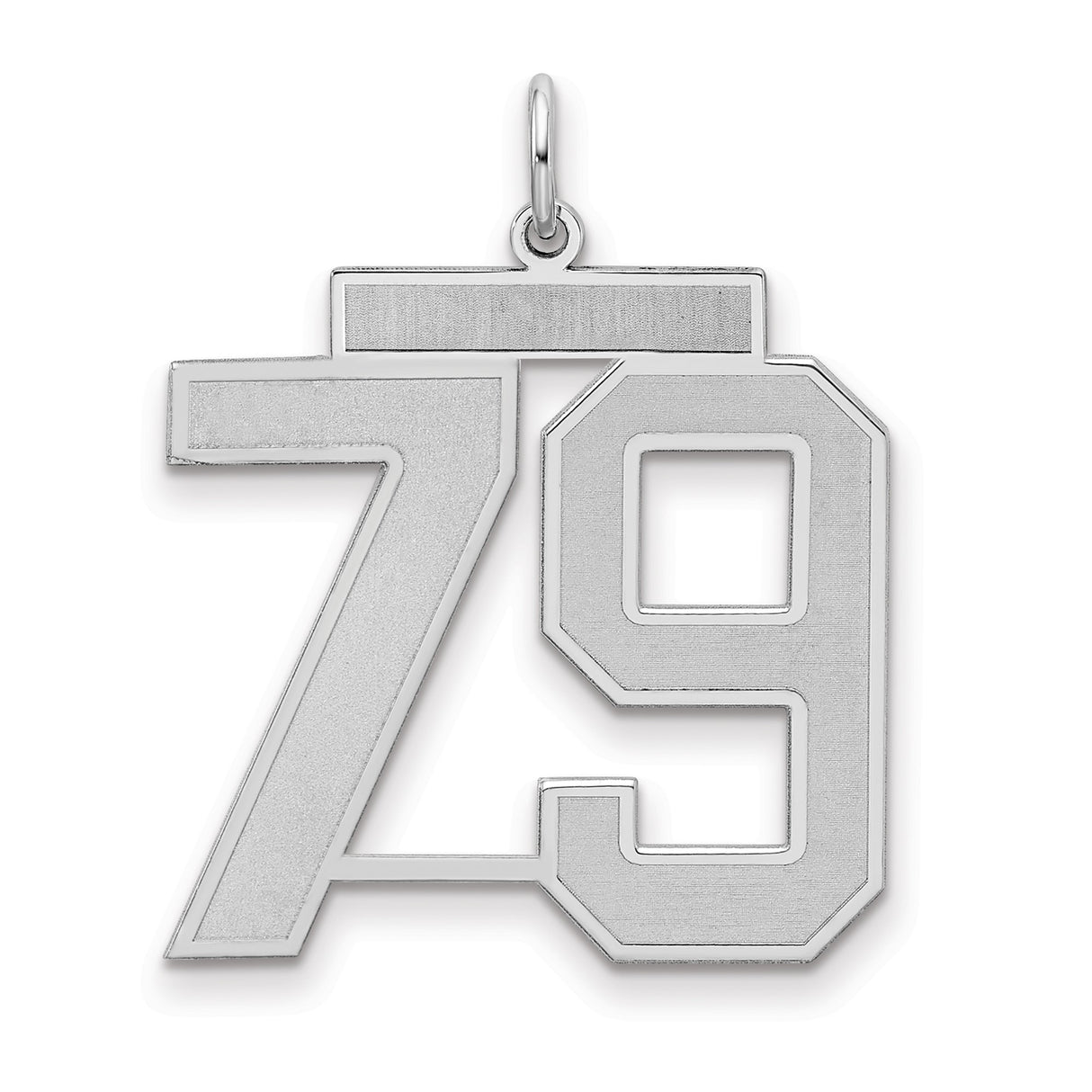 Large Satin Number 79 Charm Pendant in Real 925 Sterling Silver