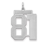Large Satin Number 81 Charm Pendant in Real 925 Sterling Silver
