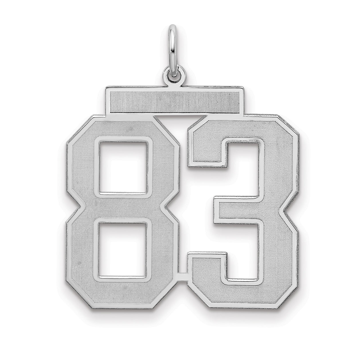 Large Satin Number 83 Charm Pendant in Real 925 Sterling Silver