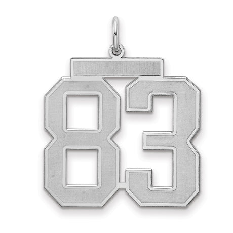 Large Satin Number 83 Charm Pendant in Real 925 Sterling Silver