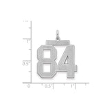 Large Satin Number 84 Charm Pendant in Real 925 Sterling Silver