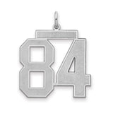 Large Satin Number 84 Charm Pendant in Real 925 Sterling Silver