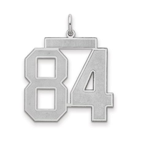 Large Satin Number 84 Charm Pendant in Real 925 Sterling Silver