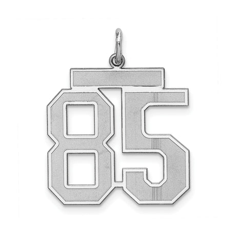 Large Satin Number 85 Charm Pendant in Real 925 Sterling Silver