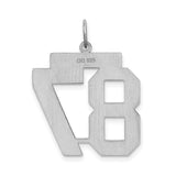 Large Satin Number 87 Charm Pendant in Real 925 Sterling Silver