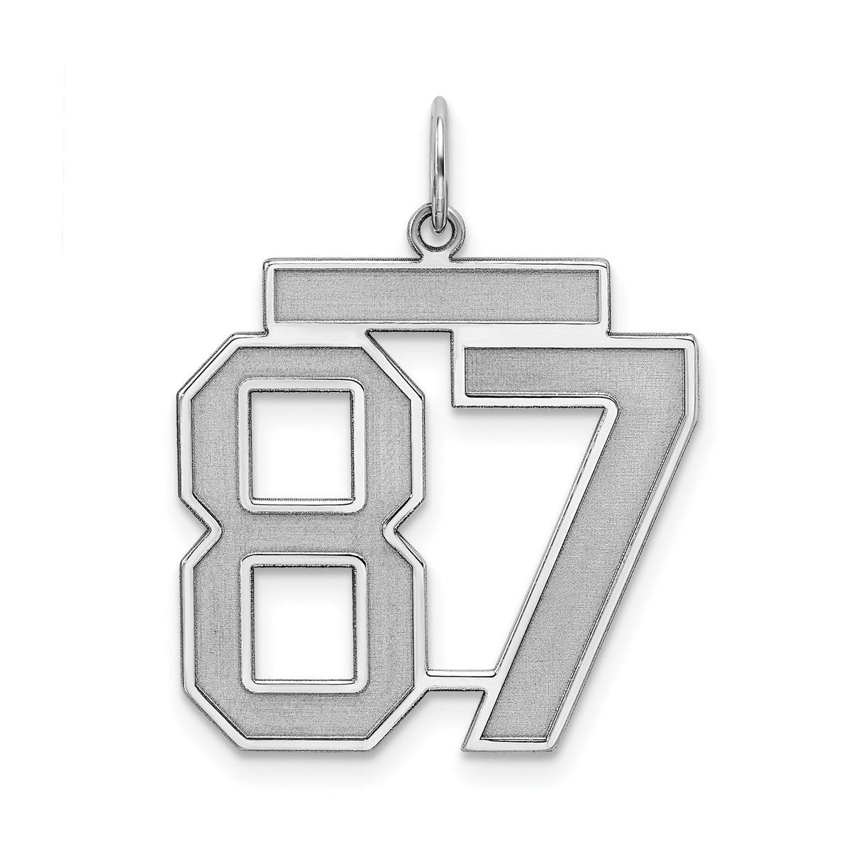 Large Satin Number 87 Charm Pendant in Real 925 Sterling Silver