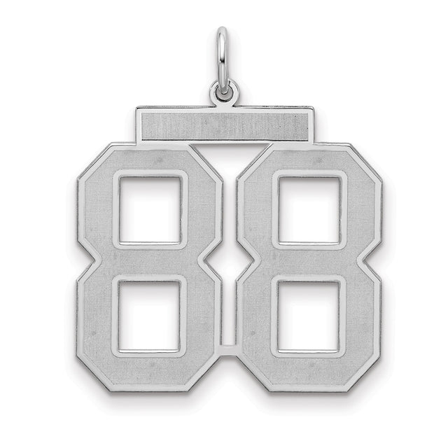 Large Satin Number 88 Charm Pendant in Real 925 Sterling Silver