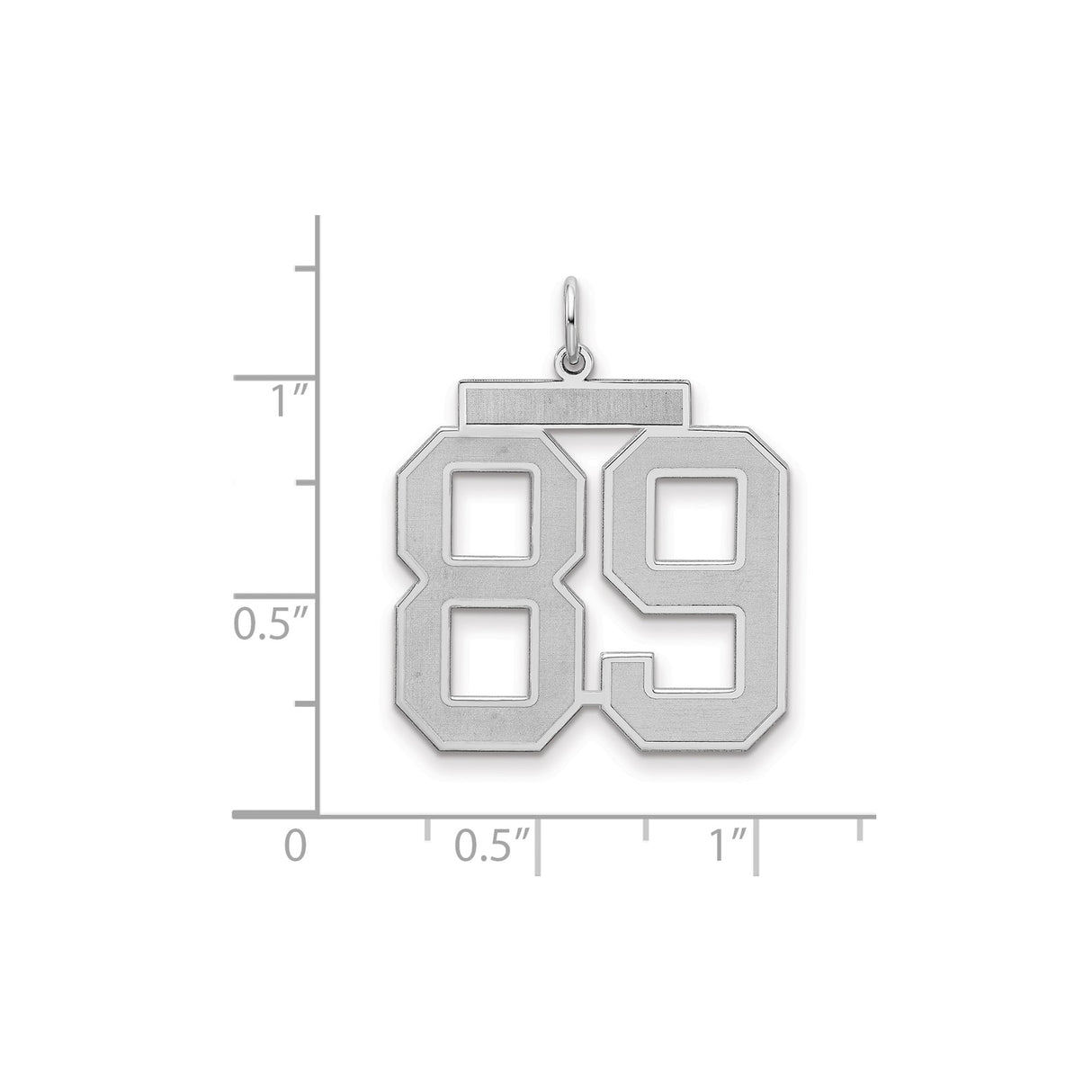 Large Satin Number 89 Charm Pendant in Real 925 Sterling Silver