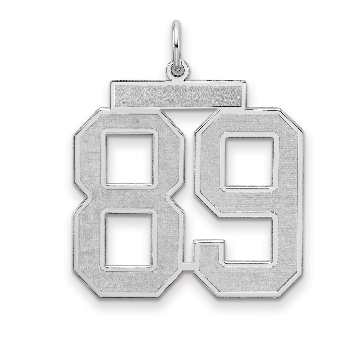 Large Satin Number 89 Charm Pendant in Real 925 Sterling Silver