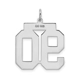 Large Satin Number 90 Charm Pendant in Real 925 Sterling Silver