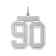 Large Satin Number 90 Charm Pendant in Real 925 Sterling Silver