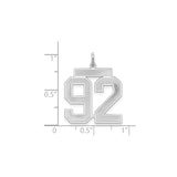 Sterling Silver Number 92 Pendant, Polished Satin Finish, Bold Athletic Style for Men or Unisex Wear