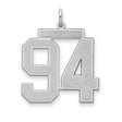 Large Satin Number 94 Charm Pendant in Real 925 Sterling Silver