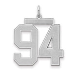 Large Satin Number 94 Charm Pendant in Real 925 Sterling Silver