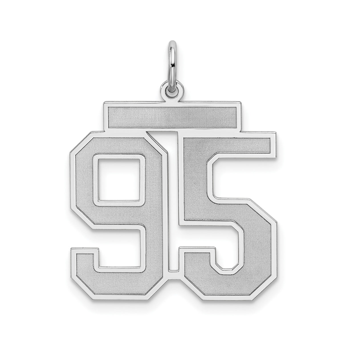 Large Satin Number 95 Charm Pendant in Real 925 Sterling Silver