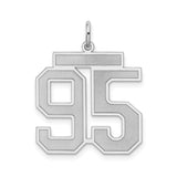 Large Satin Number 95 Charm Pendant in Real 925 Sterling Silver