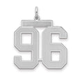 Large Satin Number 96 Charm Pendant in Real 925 Sterling Silver